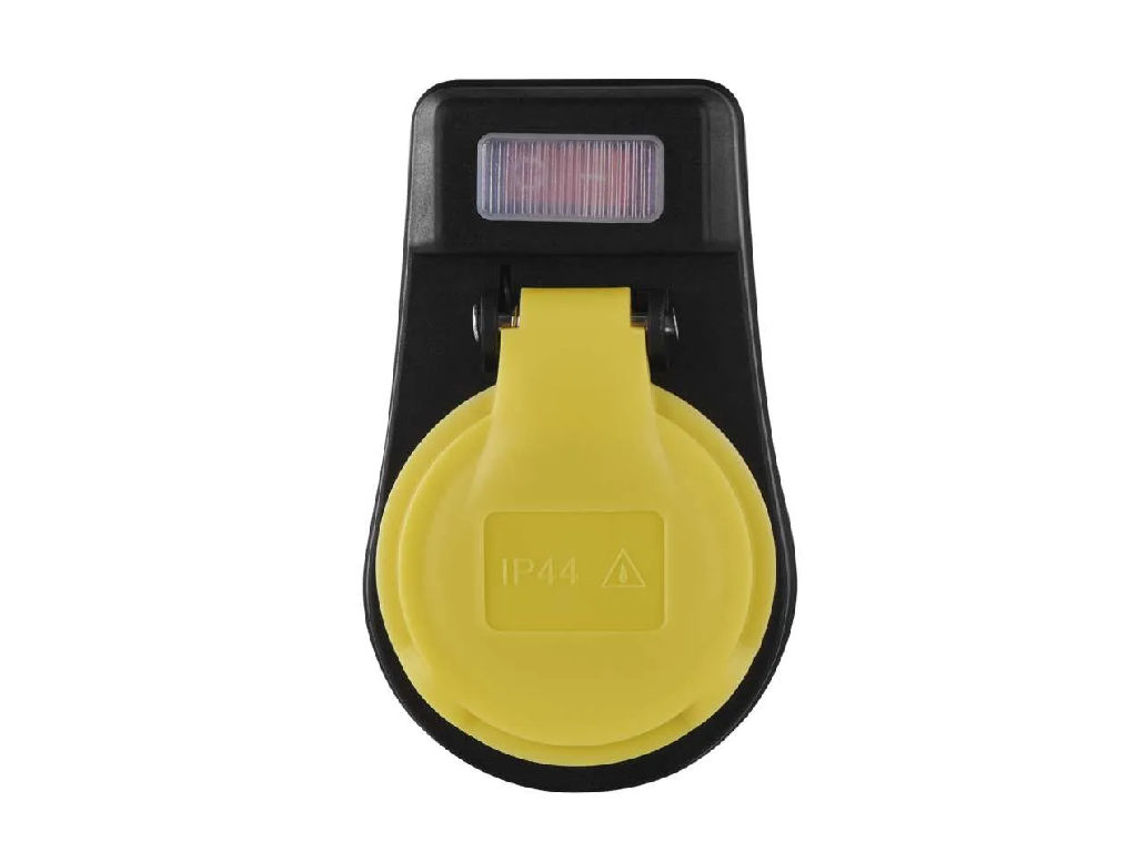 Zásuvka s vypínačem, IP44, černá