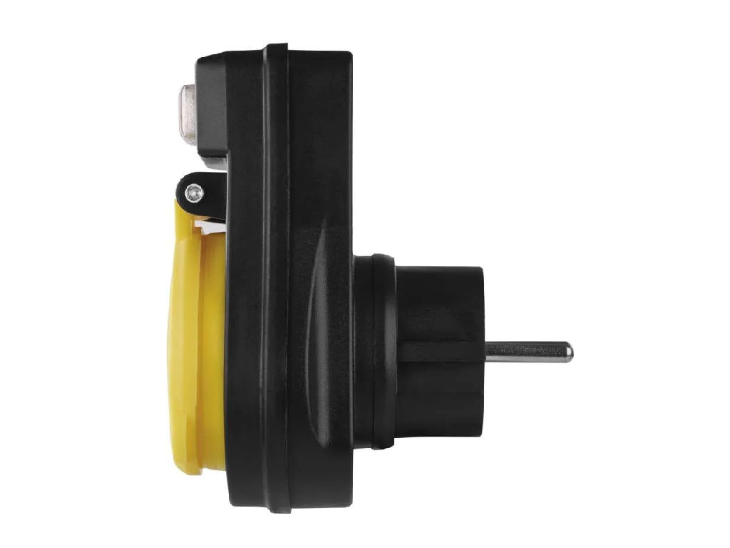 Zásuvka s vypínačem, IP44, černá