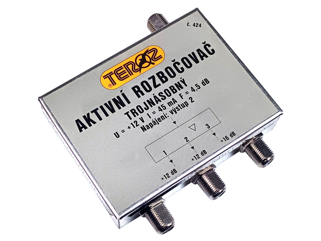 anténní rozbočovač aktivní TV s 3 výstupy TEROZ č.424