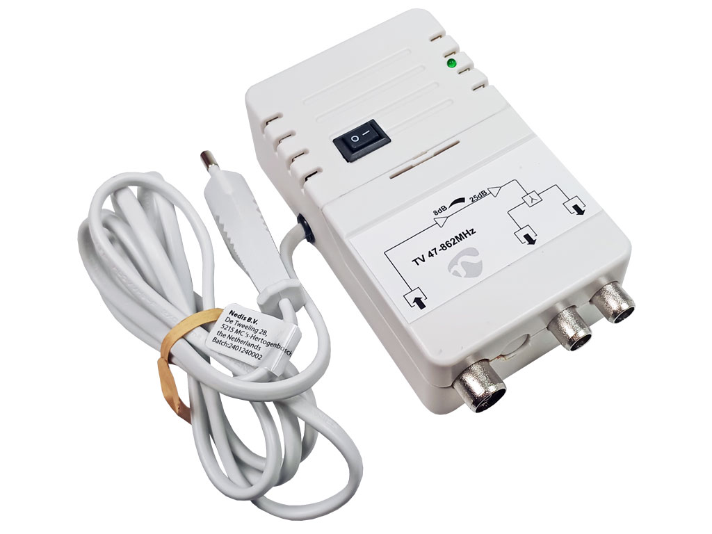 antenní zesilovač domovní SAMP42221WT Nedis zesílení 25dB 2 výstupy