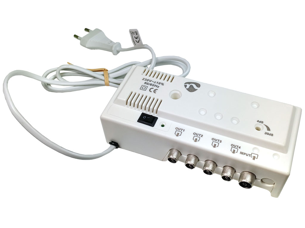 antenní zesilovač domovní SAMP42241WT Nedis zesílení 20dB 4 výstupy