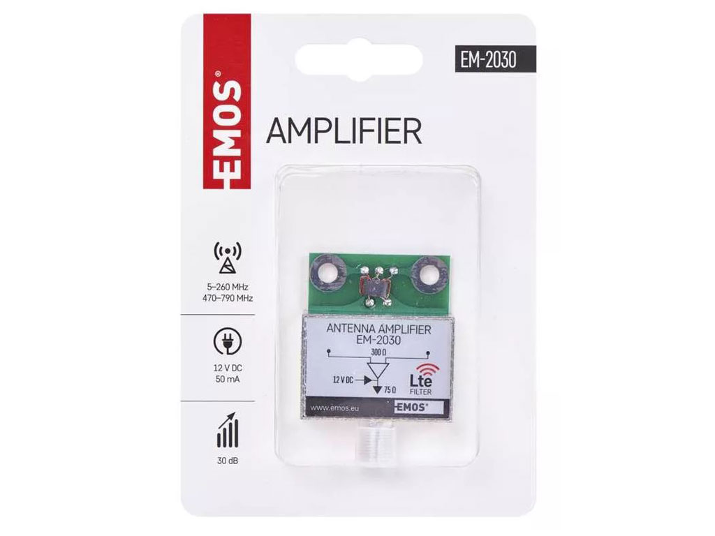 anténní zesilovač pro DVB-T do síta zesílení 30dB EM-2030