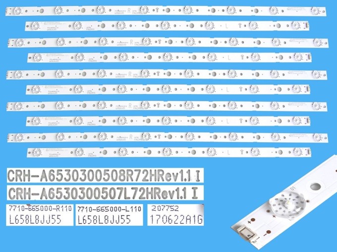 LED podsvitní sada pro LG 65UJ LCD TV s 10 pásky DLED TOTAL ARRAY