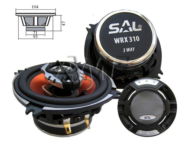 Třípásmový auto reproduktor SAL WRX310 4Ω 2x70W pár