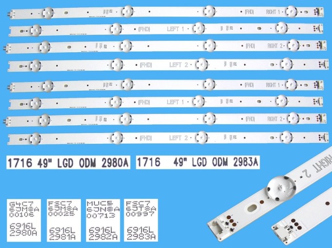 Sada LED podsvícení LG AGF79045601 s 8 pásky pro 49" LCD TV