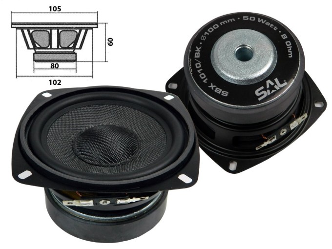 Basový a středobasový reproduktor SAL SBX1010/BK 8 ohm 50 W