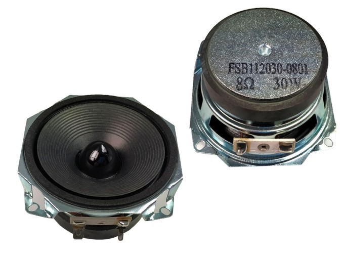 Širokopásmový reproduktor 8 Ω, 30 W, 66x66x45 mm