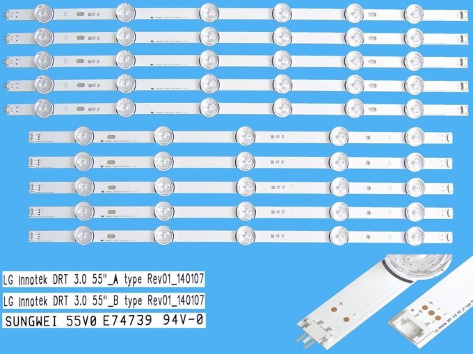 Sada LED podsvitu pro LG 55" LCD TV AGF78401701, 10 pásků DLED TOTAL ARRAY