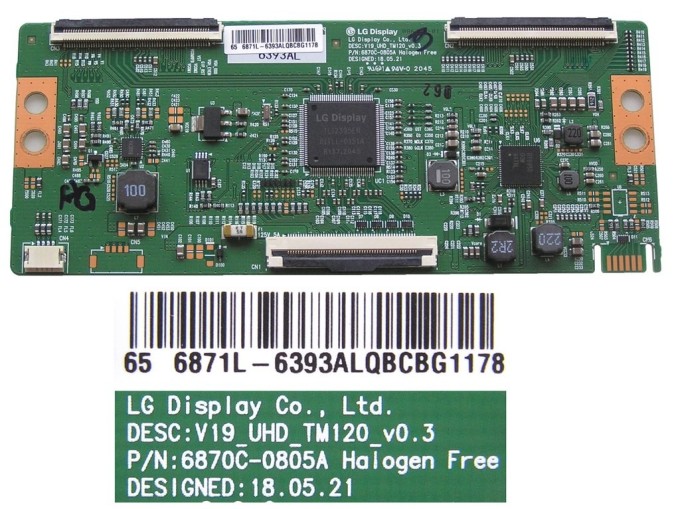 T-CON LCD modul 6870C-0805A s deskou V19_UHD_TM120_V0.3 / 6871L-6393A
