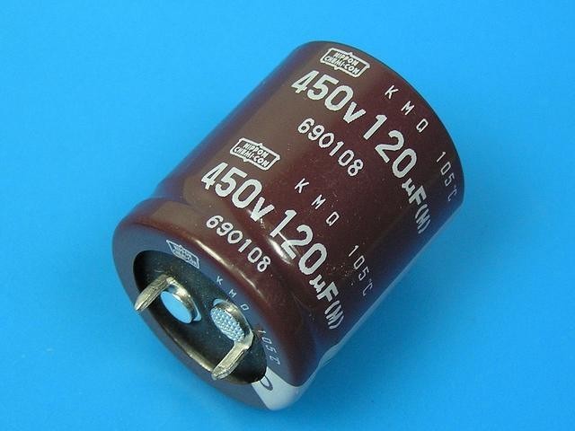 Elektrolytický kondenzátor 120uF 450V 105°C Nippon KMQ