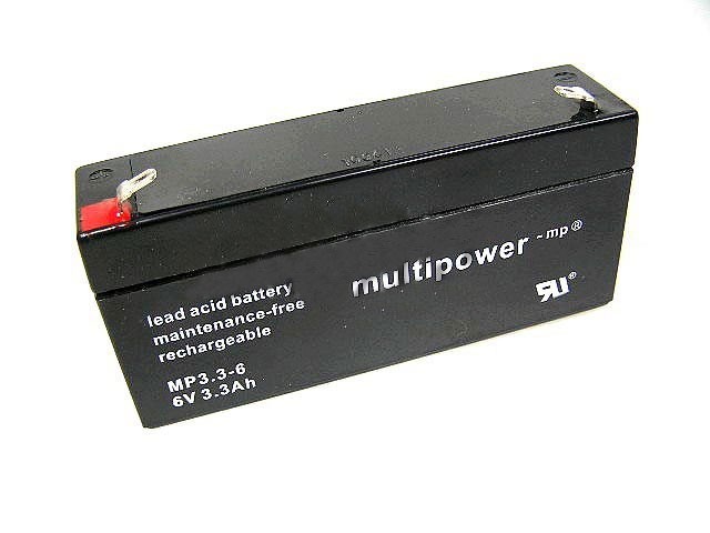 Olověný akumulátor 6V 3,3Ah s konektory 4,8 mm