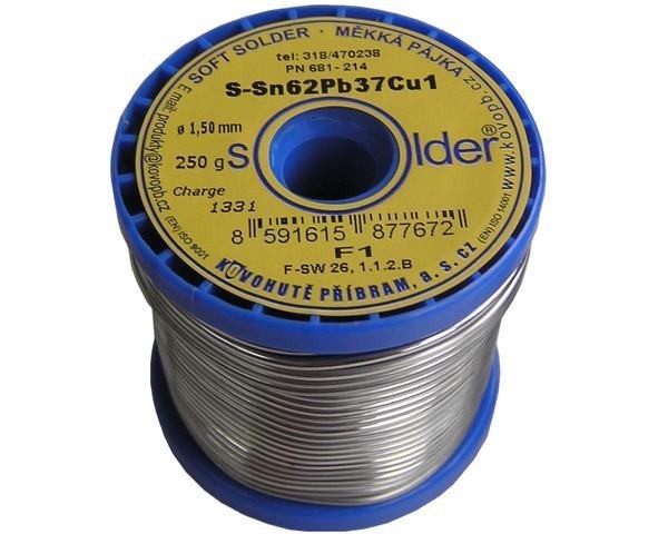 Pájka cínová Kovohutě Sn62Pb37Cu1 1,5 mm cívka 250 g
