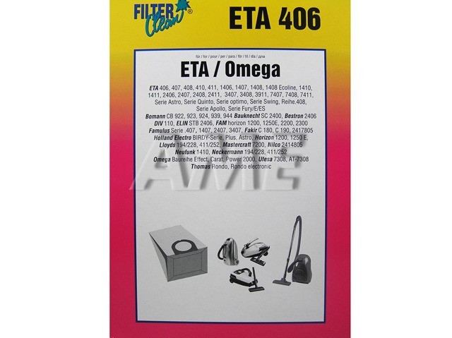 Sáčky a filtry do vysavače ETA DL28 pro modely 406–1410