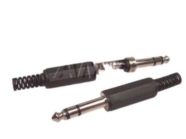 Stereo konektor JACK 6,3 mm samec s plastovým tělem