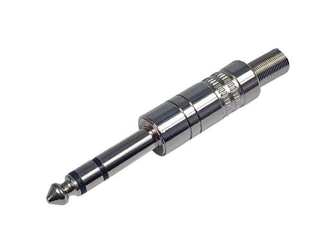 Stereo konektor JACK 6,3 mm samec kovový s vývodkou