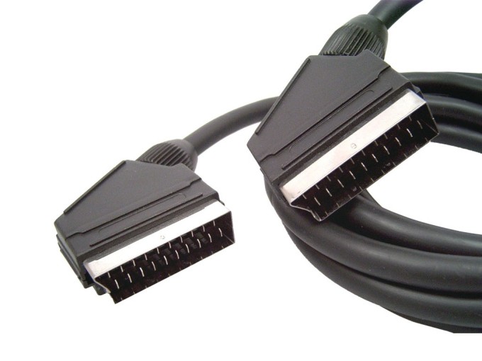 Kulatý SCART kabel 1 m se stíněním a 21piny
