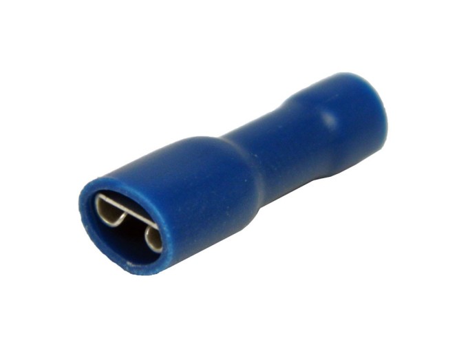 Krimpovací Faston zásuvka 4,8 mm s modrou izolací celoizolovaná