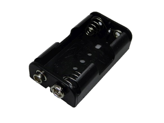 Plastové pouzdro pro 2x AA baterie s vývodem clip 9V (6F22)