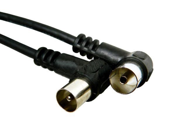 Účastnický anténní kabel 2,5 m s úhlovými konektory černý
