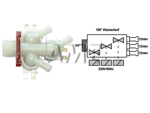 Univerzální přímý trojcestný napouštěcí ventil 180°