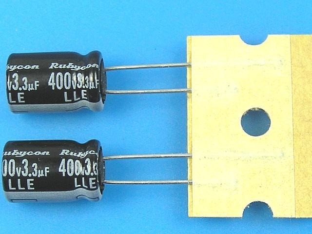 Elektrolytický kondenzátor 3,3uF 400V 105°C Rubycon LLE long life