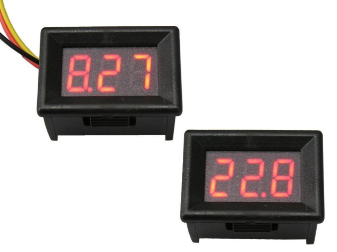 Digitální panelové měřidlo napětí 0,1 - 100V s LED displejem 0,36"
