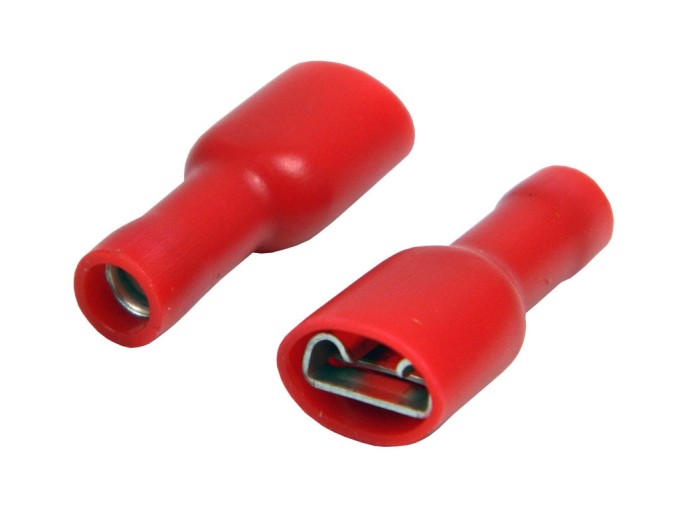 Krimpovací Faston konektor 6,3mm s červenou izolací - zásuvka