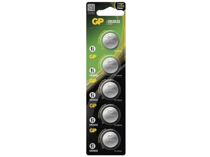 Lithiová knoflíková baterie CR2032 GP 3V 240mAh 5ks