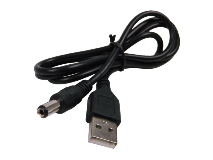 USB kabel s napájecím konektorem 5,5 x 2,1 mm a redukcí