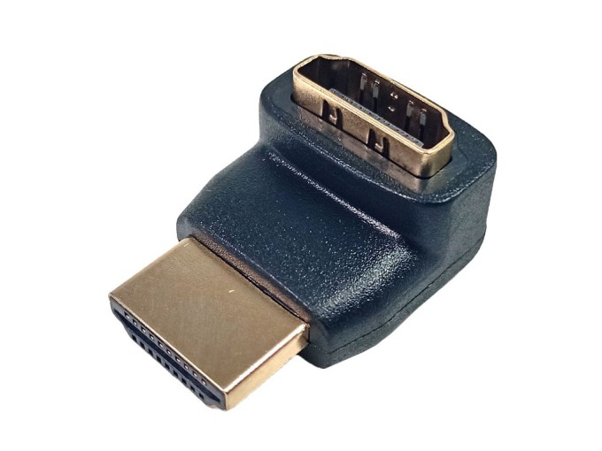 HDMI adaptér spojka 90° zahnutá samice/samec 19 pin