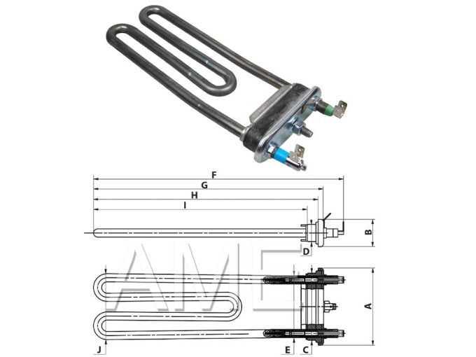 Topné těleso pro pračku Indesit WIDL126 230V 1700W