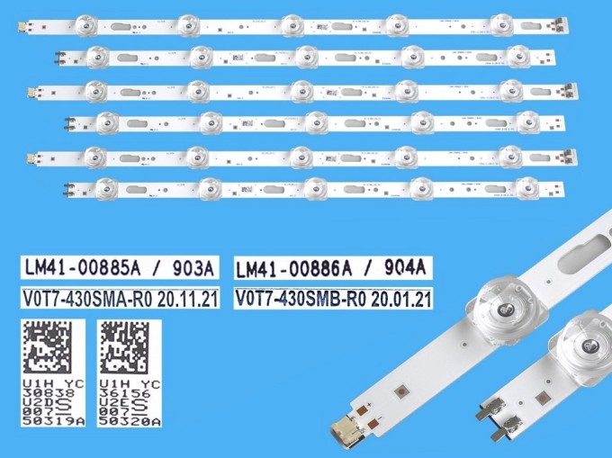 LED podsvitní sada 6 kusů pro Samsung 43" LCD panel 805mm LM41-00885A/86A