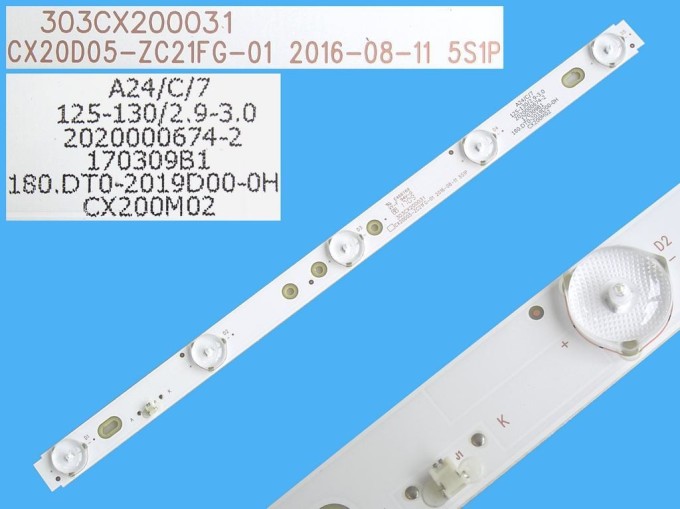 LED podsvětlení 338 mm s 5 LED diodami pro LCD panel