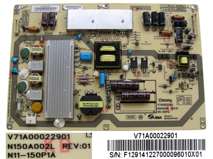 Napájecí zdrojová deska LCD modulu V71A00022901 / SMPS board N150A002L Rev:01 / N11-150P1A