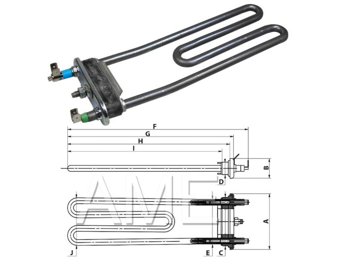 Topné těleso do pračky s pojistkou 1700W 230V INDESIT C00064556