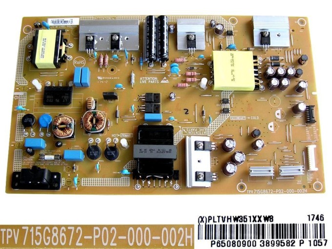 Napájecí zdrojová deska LCD LED PLTVHW351XXW8 / 715G8672-P02-000-002H pro Philips 65" TV