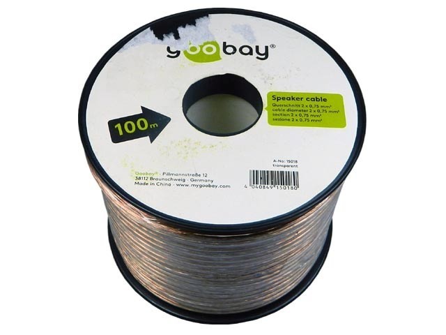 Dvojlinkový kabel 2x0,75mm² klubo 100m průhledný
