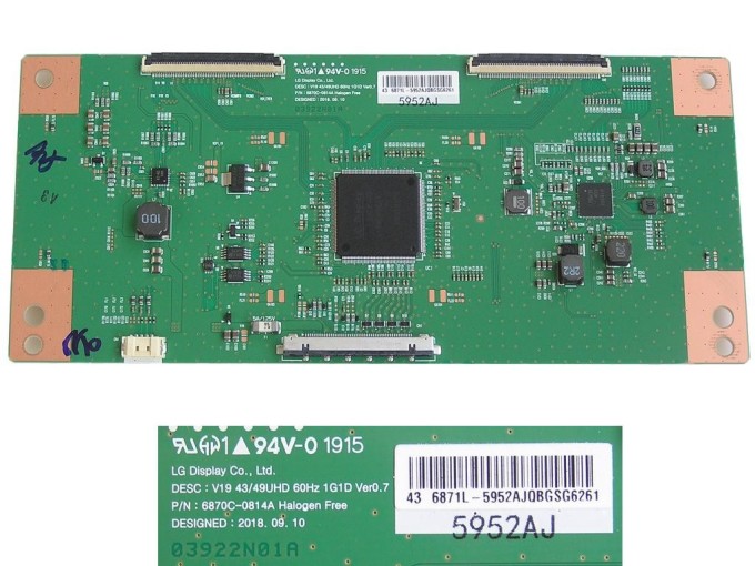 T-CON LCD modul 6871L-5952A / 6870C-0814A pro 43-49" UHD TV 60Hz Ver0.7