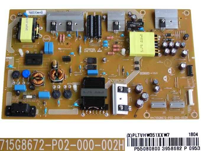 Napájecí zdrojová deska LCD LED PLTVHW351XXW7 / 715G8672-P02-000-002H pro Philips 55" TV