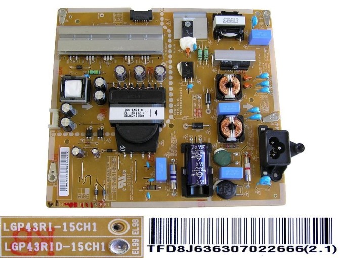 Napájecí zdrojová deska LCD LED TV EAY63630702 / EAX66232501 / LGP43RID-15CH1