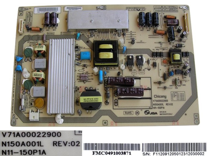 Napájecí zdrojová deska LCD modulu V71A00022900 / SMPS BOARD Vestel N150A001L / N11-150P1A