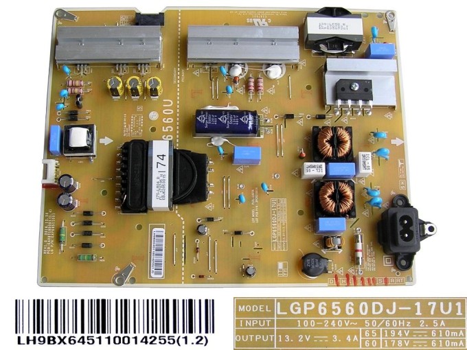 Napájecí zdrojová deska LCD modulu EAY64511001 / LGP6560DJ-17U1