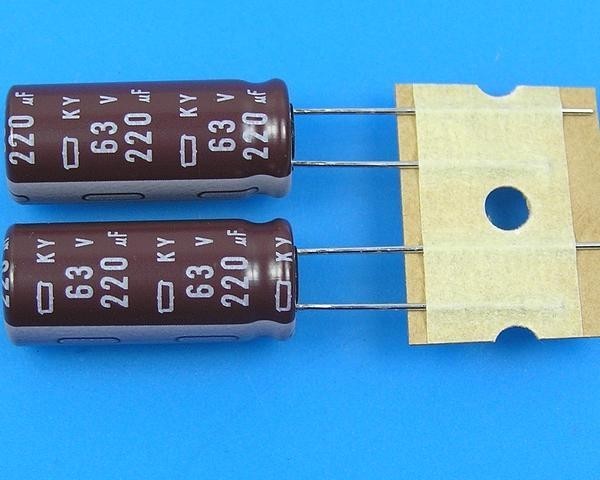 Elektrolytický kondenzátor 220uF 63V 105°C Nippon KY low ESR