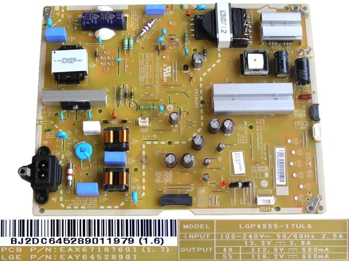 Napájecí zdrojová deska LCD modulu EAY64528901 pro TV LG 49"-55"