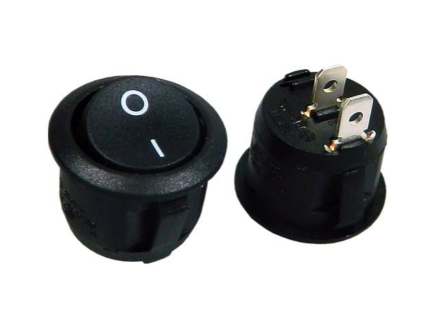 Kolébkový vypínač kulatý SCI R13112A02BB2 černý ON-OFF