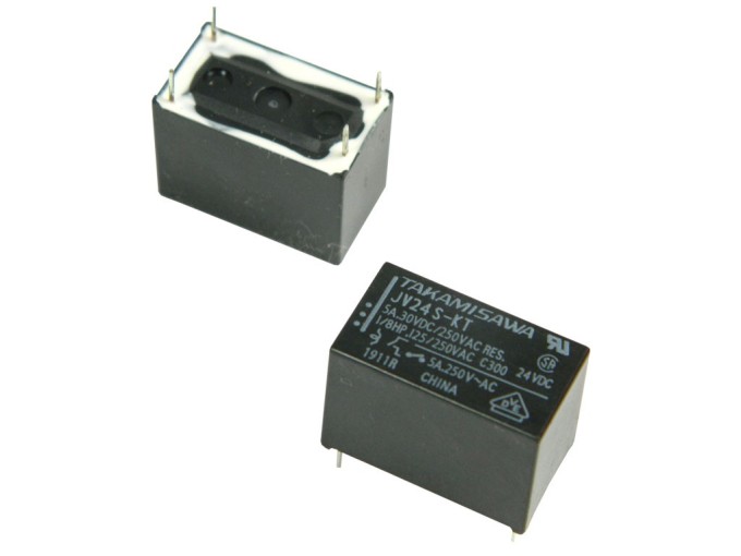 Elektromagnetické relé SPST-NO 24VDC 5A pro PCB montáž