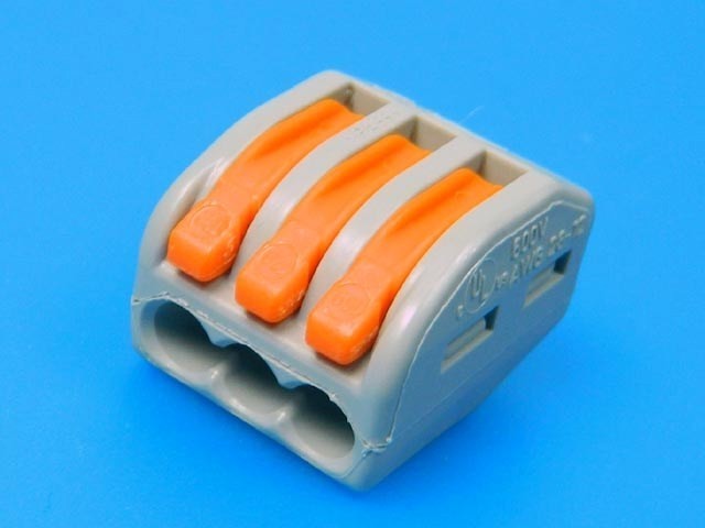 Bezšroubová rychlosvorka WAGO 222-413 pro 3 vodiče 0,08-4,0 mm²