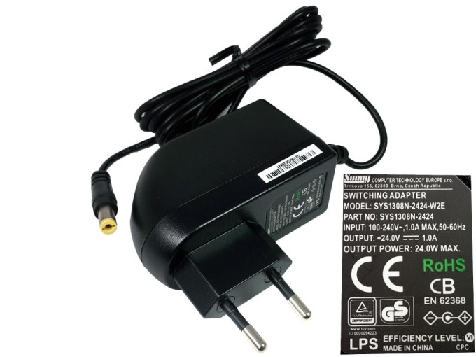 Impulzní napájecí adaptér 24V 1A s konektorem 5,5x2,1 mm