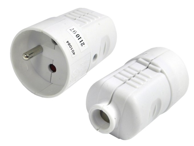 Bílá kabelová zásuvka 250V 16A pro prodlužovací kabel
