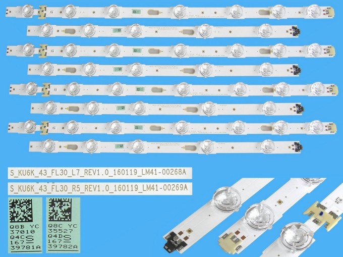Sada LED podsvícení pro Samsung 43" TV BN96-39781A a BN96-39782A, 8 pásků, 843mm